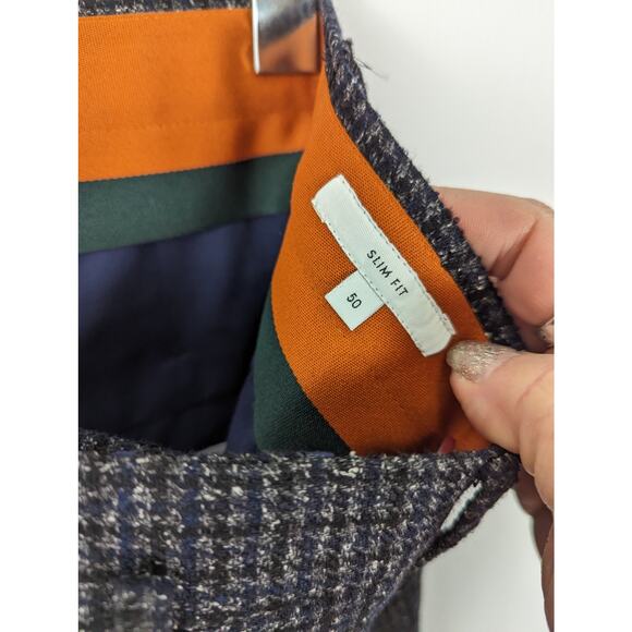 PT Torino Super 100’s Slim Fit Wool Silk Tweed Dress Pants Gray Black Italian 50 - Picture 7 of 14